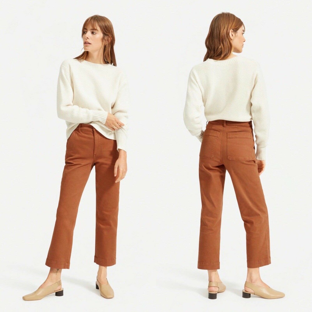 Everlane Size 6 The Straight-Leg Crop Pant Cocoa Brown Regular Length High Rise